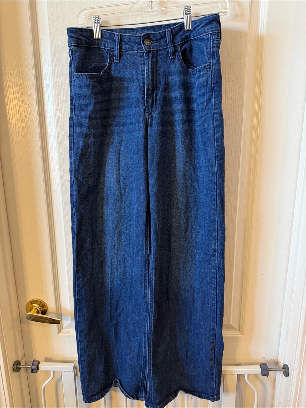 Old Navy size 8 High Rise Wide Leg Dark Blue Denim Jeans